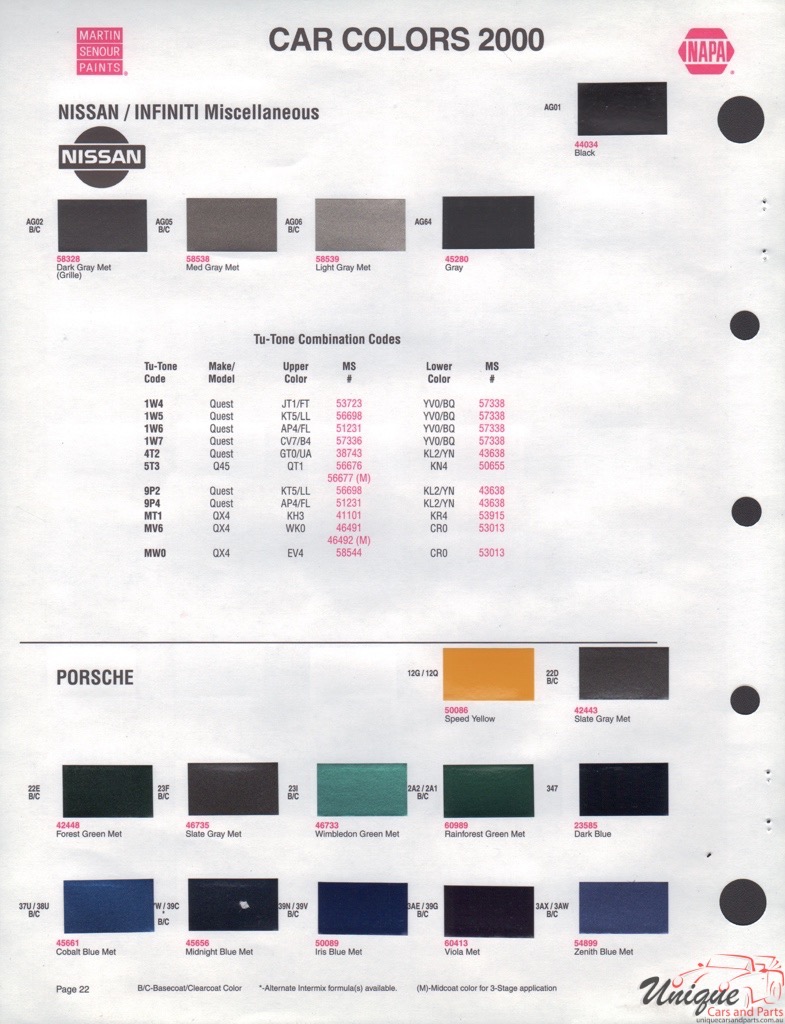 2000 Porsche Paint Charts Martin-Senour 1